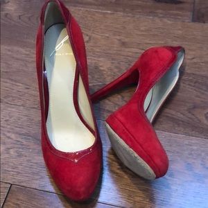Brian Atwood Vibrant Red Suede Heels
